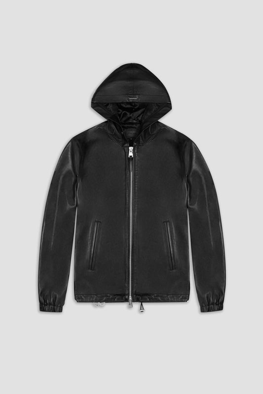LEATHER ZIP UP HOODIE (Man)