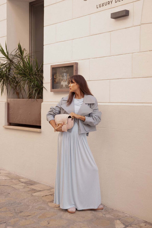 Cropped Blouson: Celestial Blue